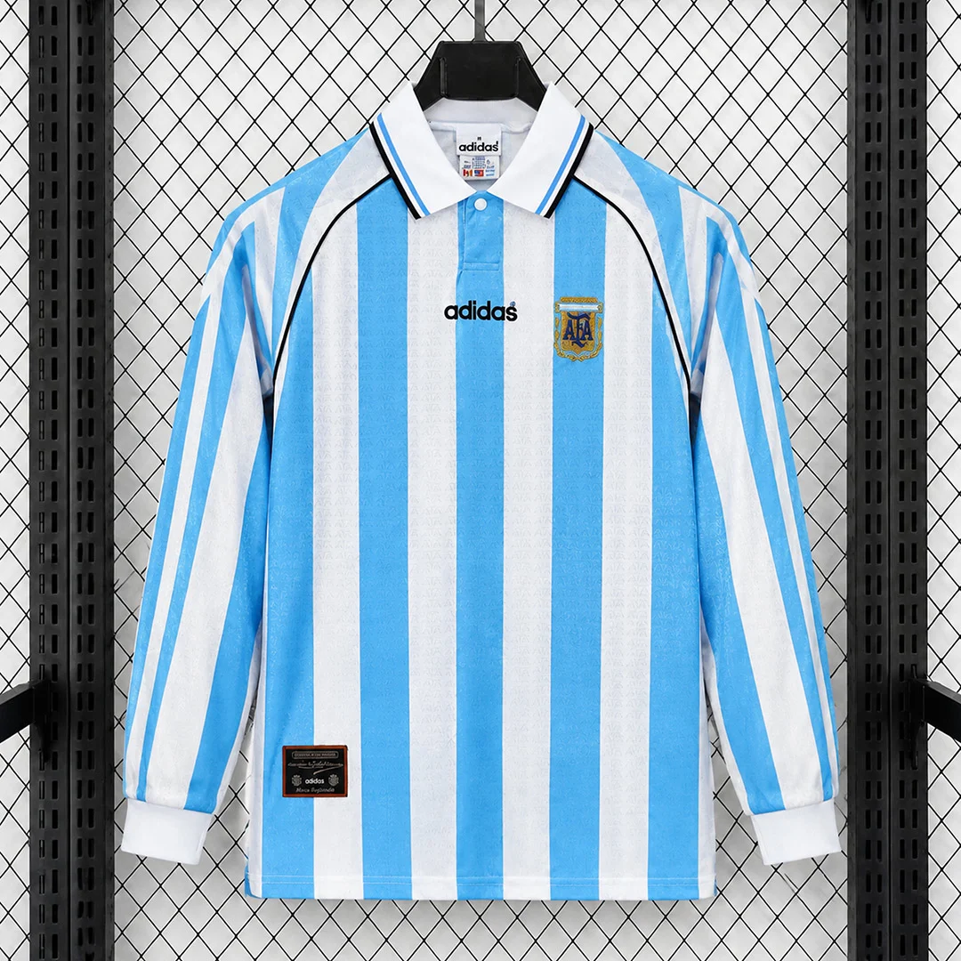 1997 Argentina Home Long Sleeve Retro Soccer Jersey