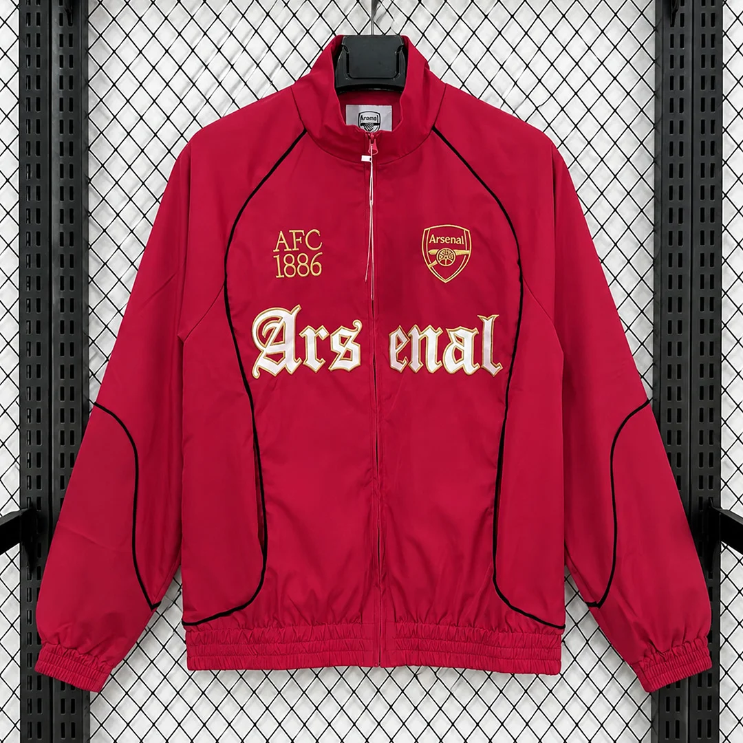 26/27 Arsenal Graphic Mock-Neck Red Retro Windbreaker