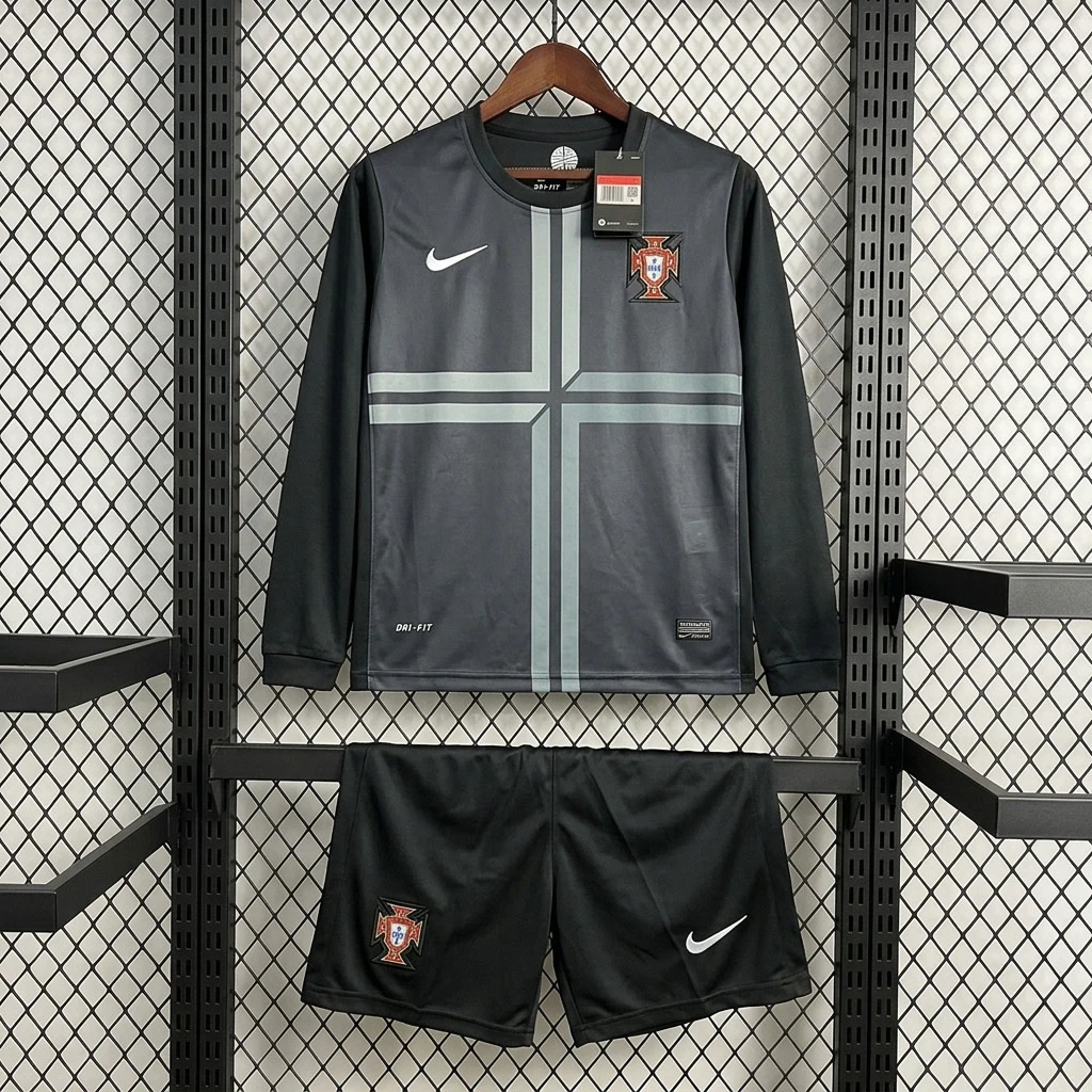 2013 Portugal Away Long Sleeve Kids Retro Soccer Jersey