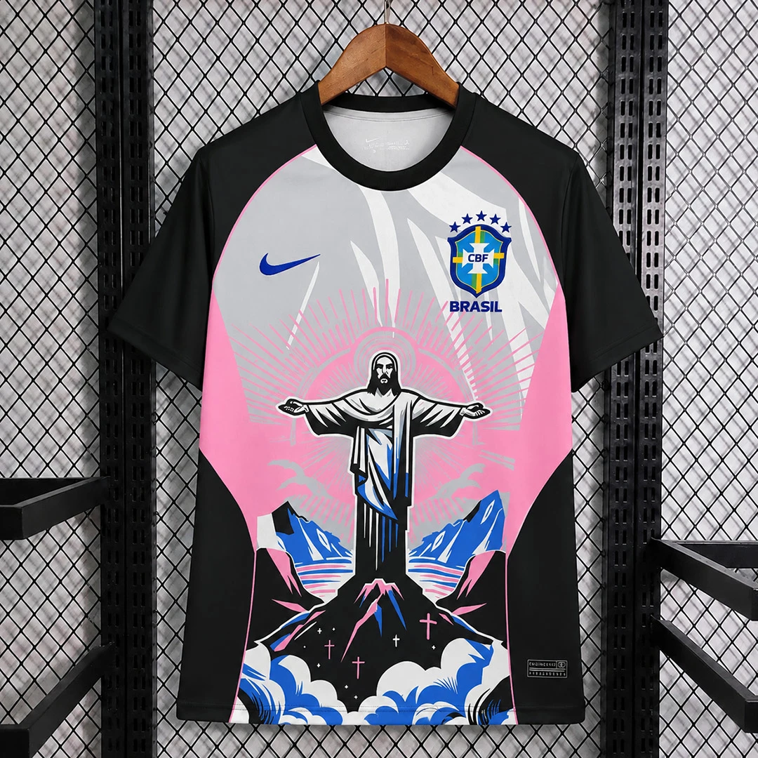 2026 Brazil Concept Edition Christ the Redeemer Rose Black Soccer Jersey