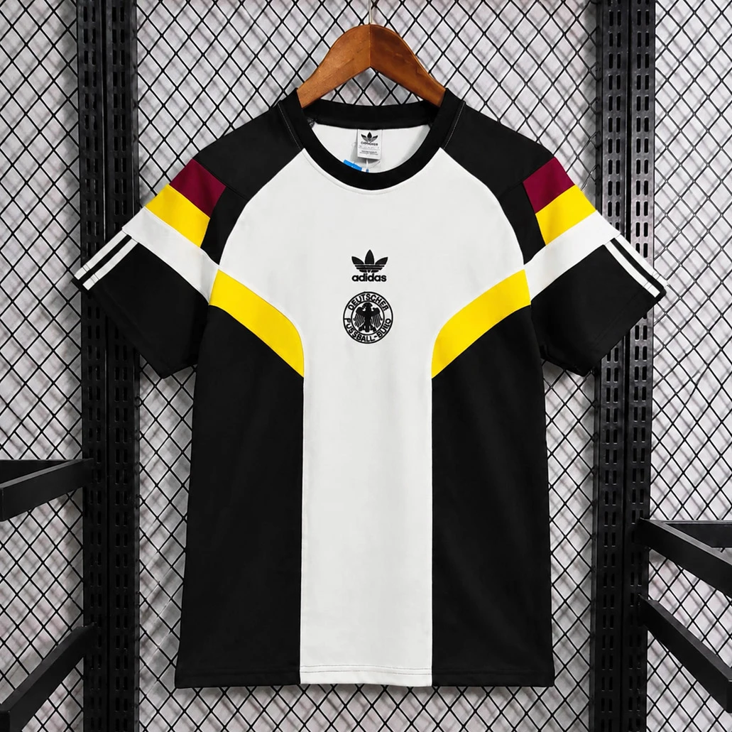 2026 Germany Trefoil Retro Inspired White Black Short Sleeve Sweatshirt