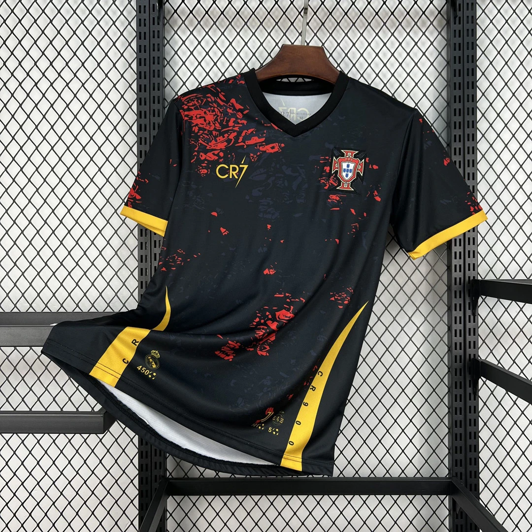 2026 Portugal Special Edition CR7 Black Red Soccer Jersey