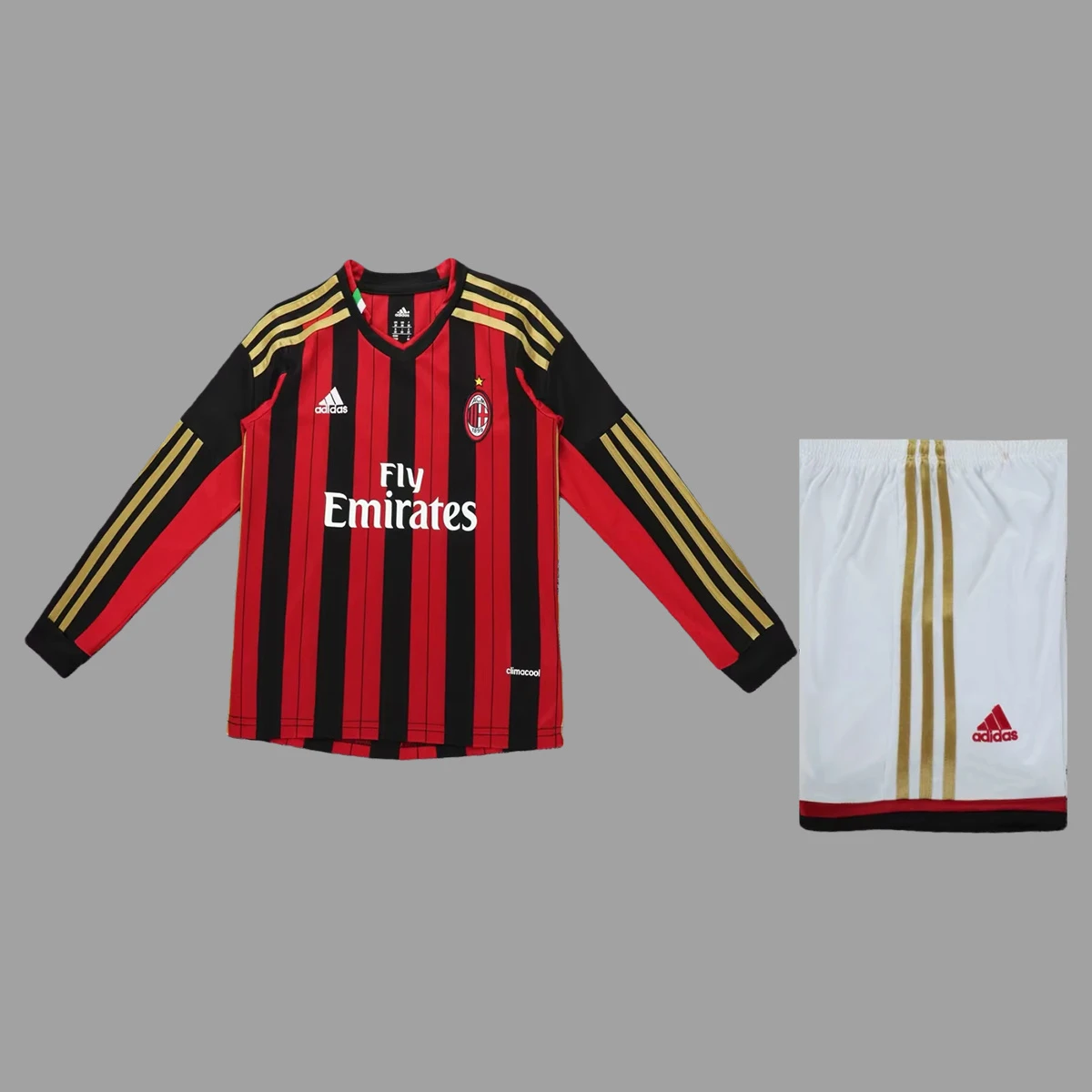 13/14 AC Milan Home Long Sleeve Kids Retro Soccer Jersey Size 16-28