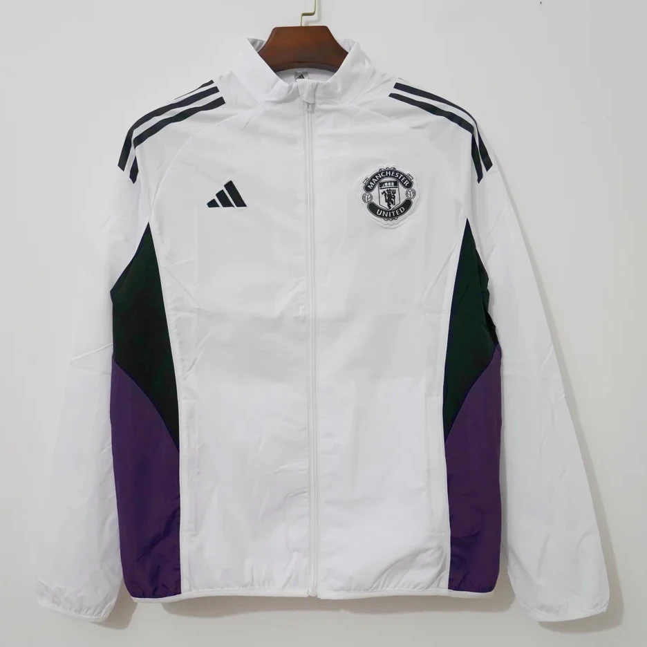 25/26 Manchester United White Purple Black Windbreaker