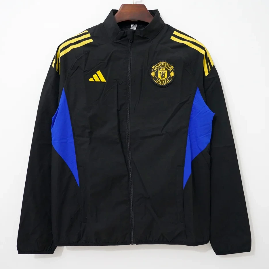 25/26 Manchester United Black Blue Yellow Windbreaker