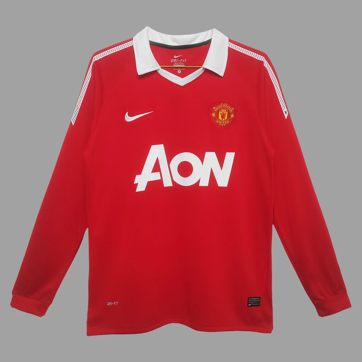 10/11 Manchester United Home Long Sleeve Retro Soccer Jersey
