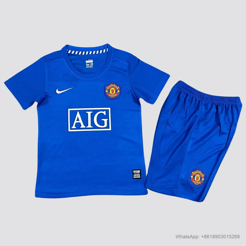 08/09 Manchester United third blue kids soccer jersey size 16-28