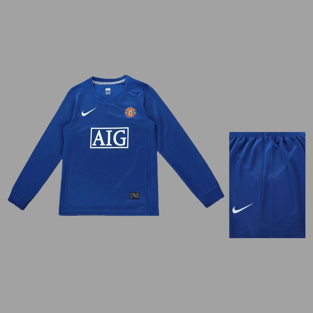 08/09 Manchester United Third Long Sleeve Kids Retro Soccer Jersey Size 16-28