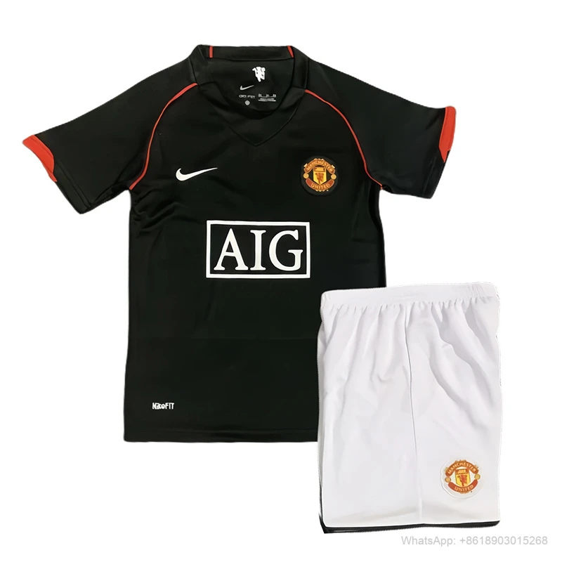 07/08 Manchester United away black kids Retro soccer jersey yupoo
