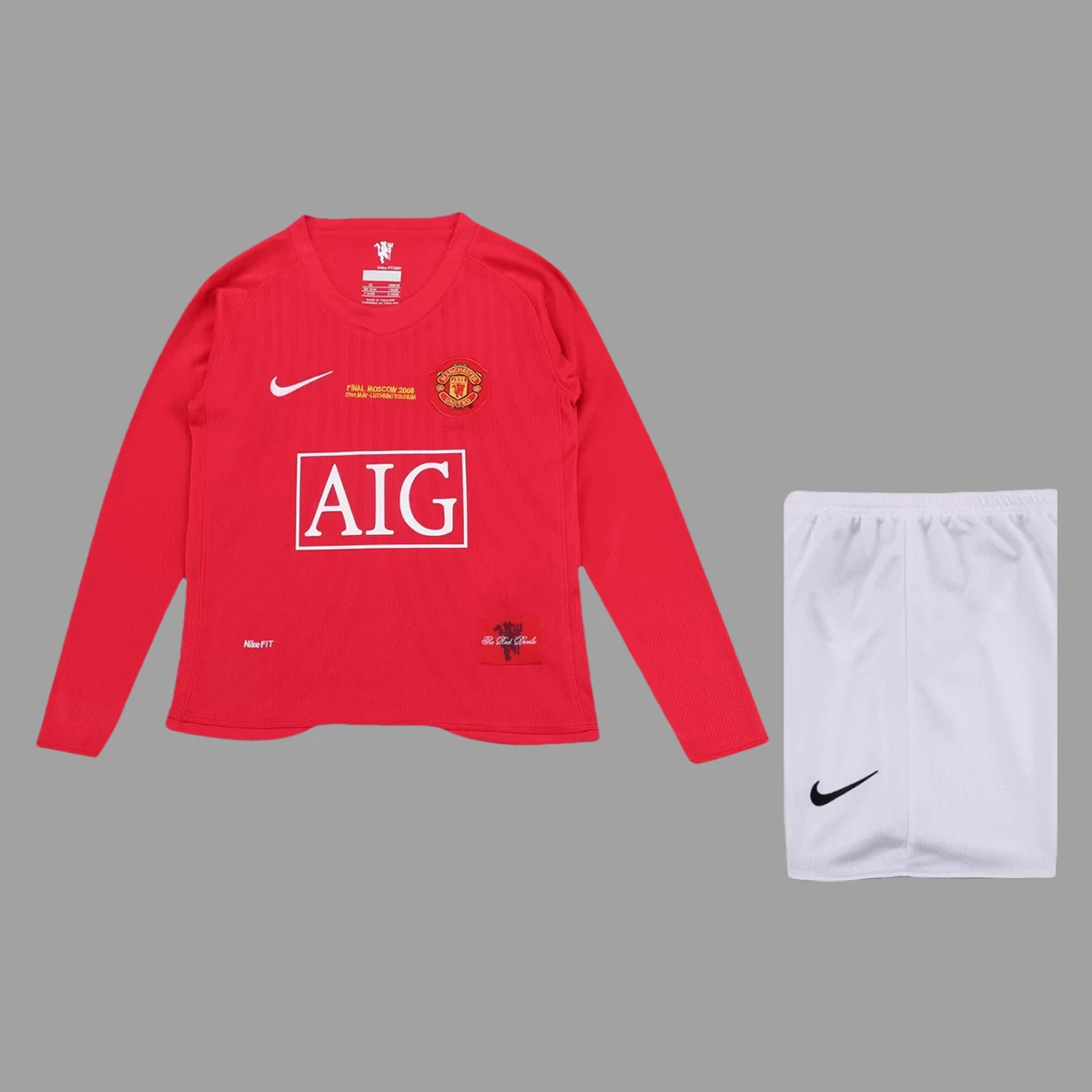 07/08 Manchester United Home Long Sleeve Kids Retro Soccer Jersey Size 16-28