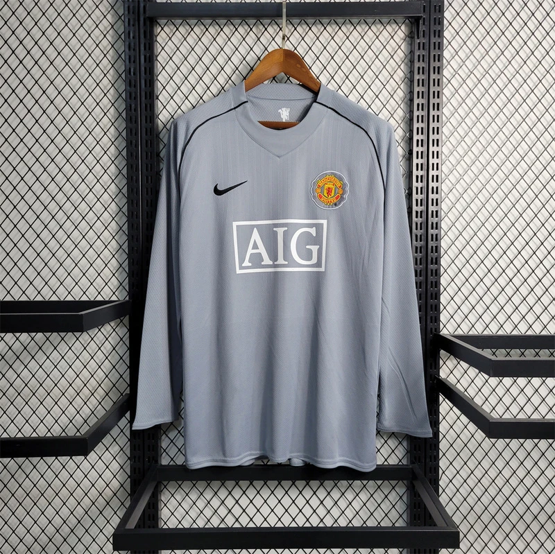 07/08 Manchester United Goalkeeper 4 Long Sleeve Retro Soccer Jersey