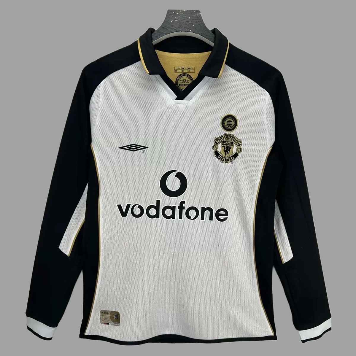 01/02 Manchester United Away Long Sleeve Retro Soccer Jersey