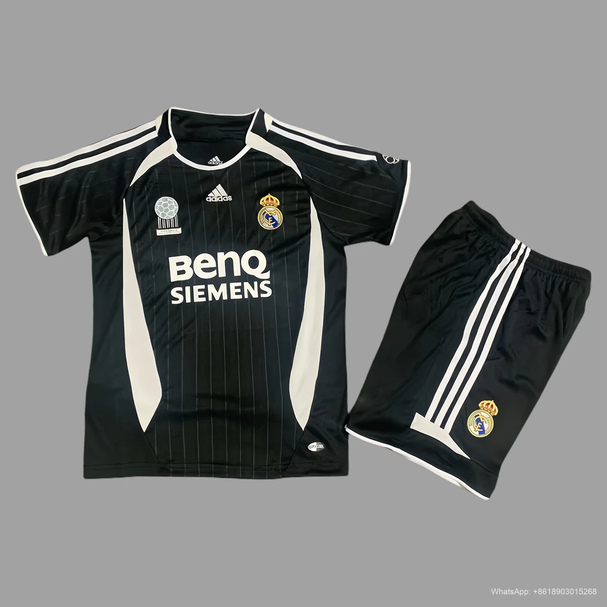 06/07 Real Madrid Away Black Kids Retro Soccer Jersey Size 16-28