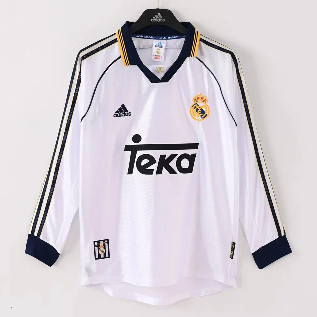 98/00 Real Madrid Home Long Sleeve Retro Soccer Jersey
