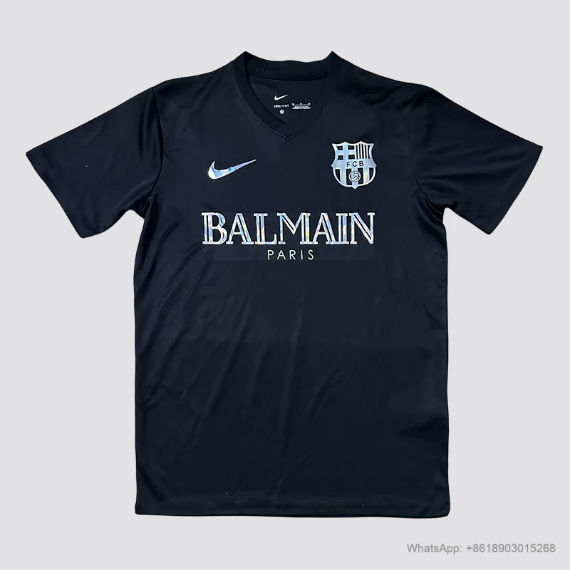 23/24 Barcelona x Balmain black soccer jersey yupoo