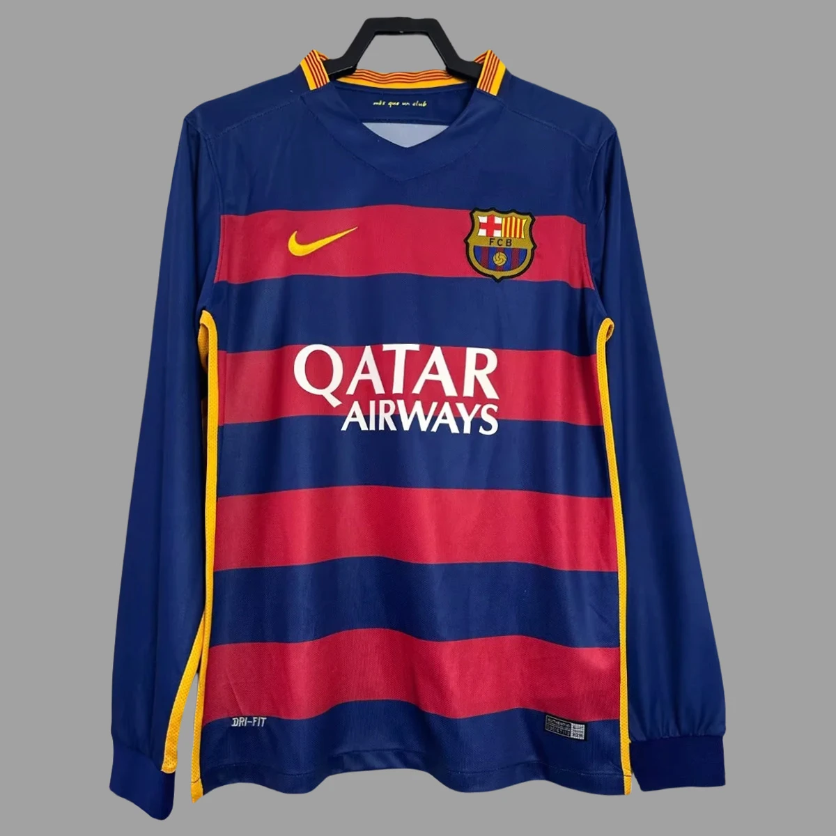 15/16 Barcelona Home Long Sleeve Retro Soccer Jersey