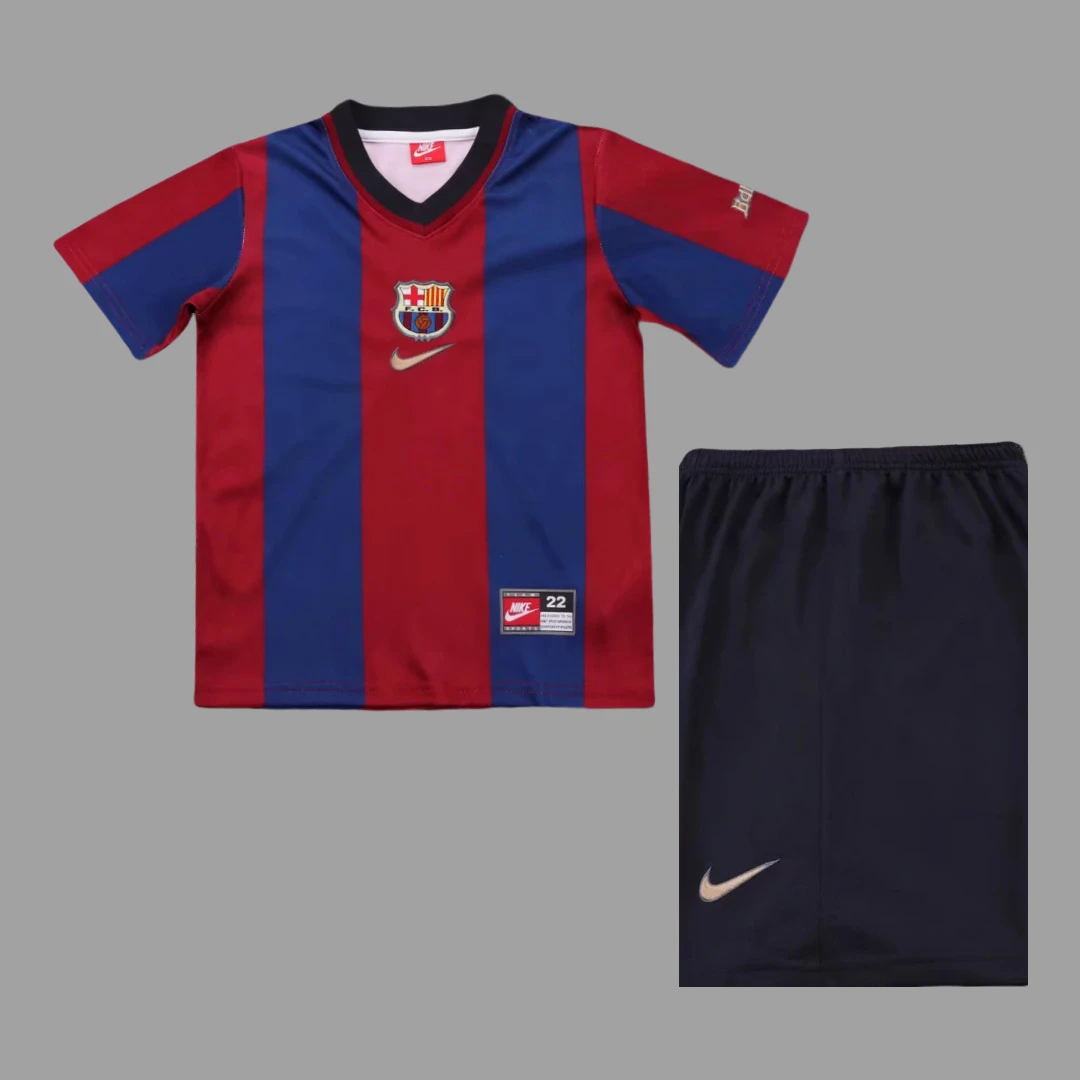 98/99 Barcelona Home Kids Retro Soccer Jersey Size 16-28