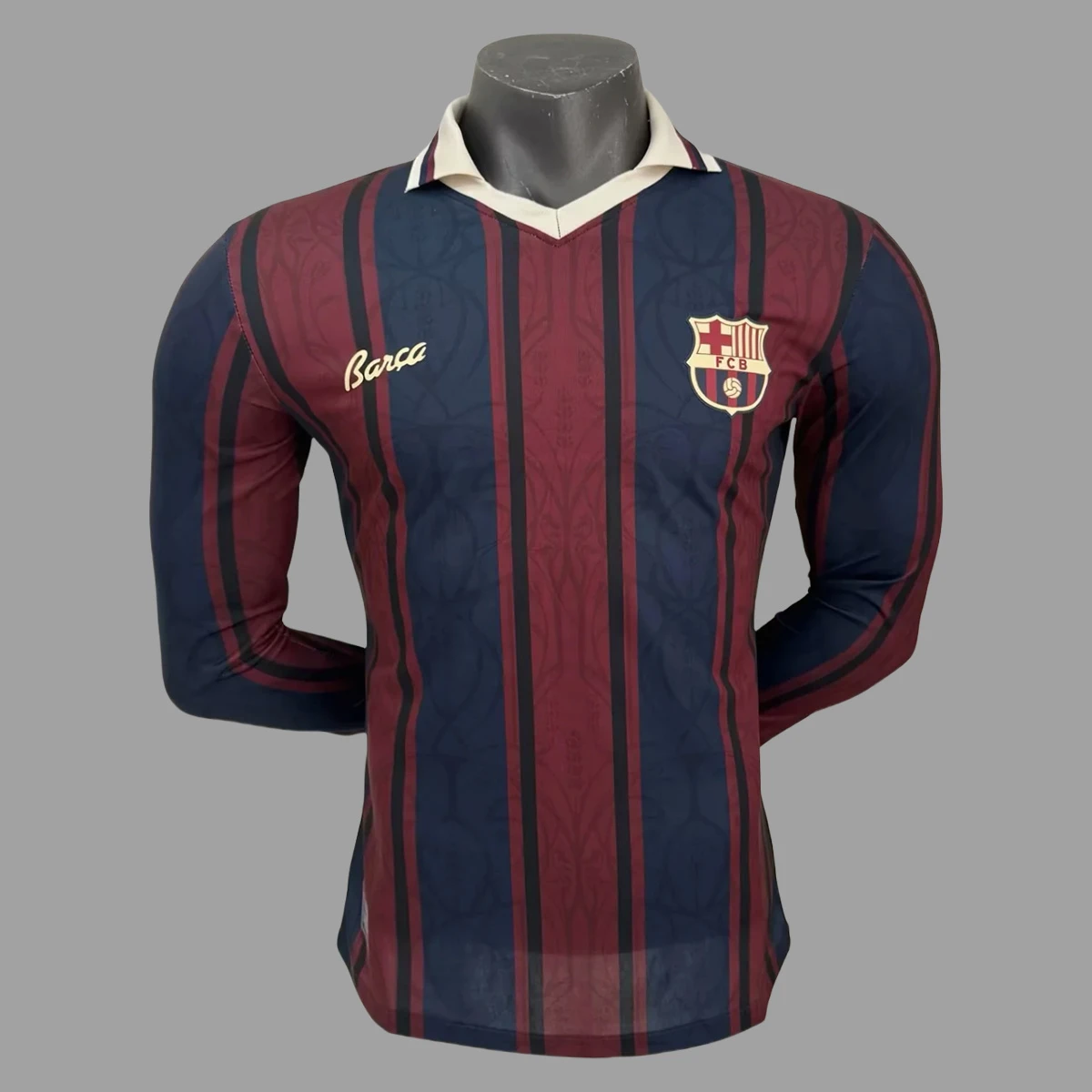 2025 Barcelona 125 Years Anniversary Home Long Sleeve Player Version Soccer Jersey