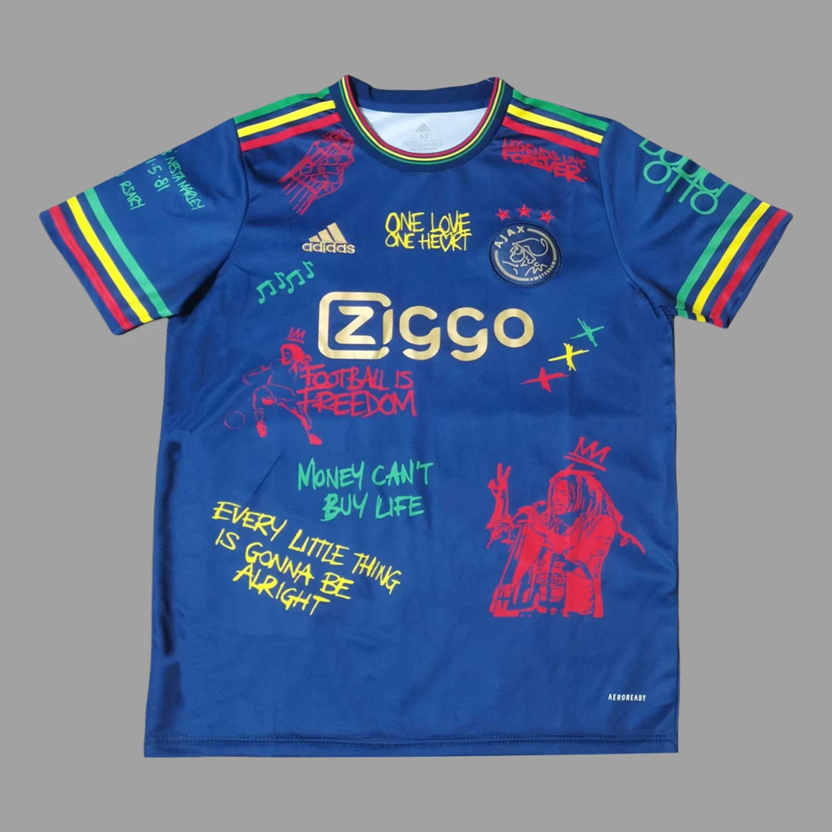 25/26 Ajax Bob Marley Blue Soccer Jersey