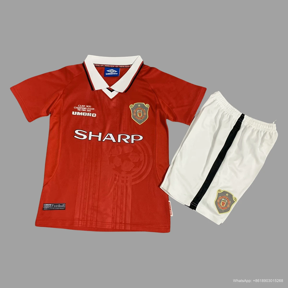 98/99 Manchester United European Home kids retro soccer jersey Size 16-28
