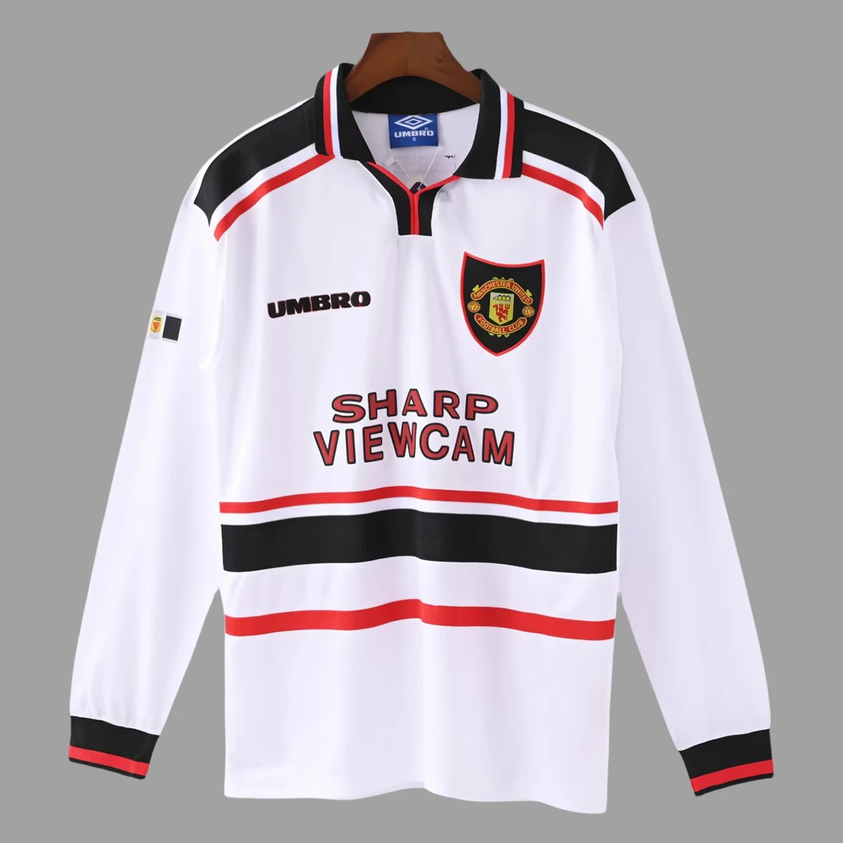 98/99 Manchester United Away Long Sleeve Retro Soccer Jersey