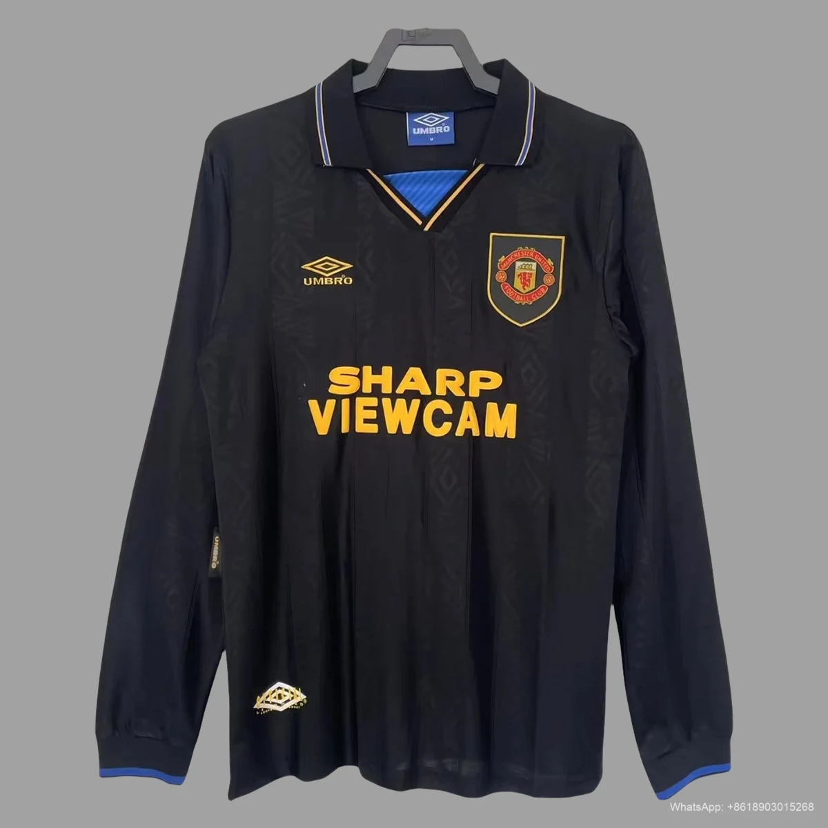 93/95 Manchester United Away Long Sleeve Retro Soccer Jersey