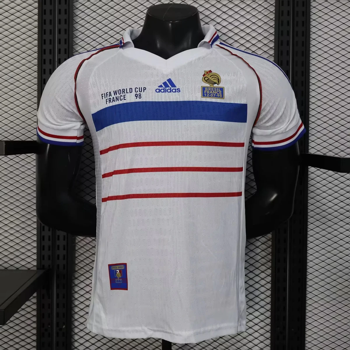 1998 France Away Player Version Retro Soccer Jersey