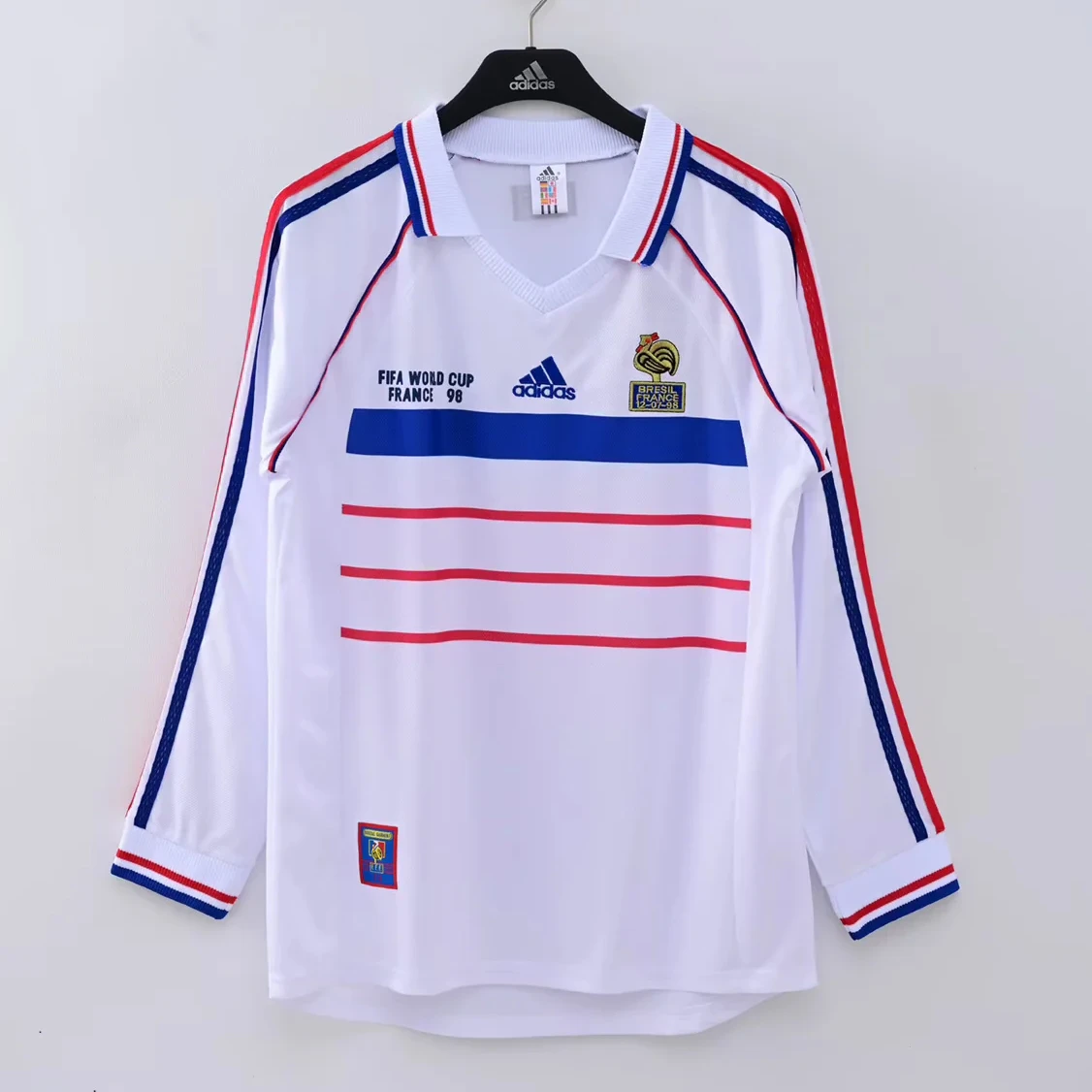 1998 France Away Long Sleeve Retro Soccer Jersey