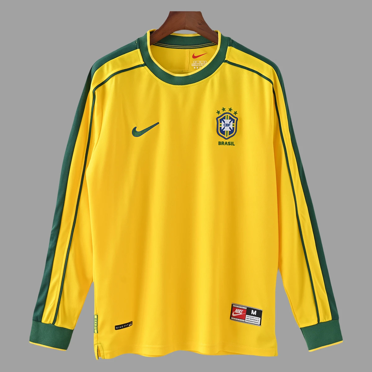1998 Brazil Home Long Sleeve Retro Soccer Jersey