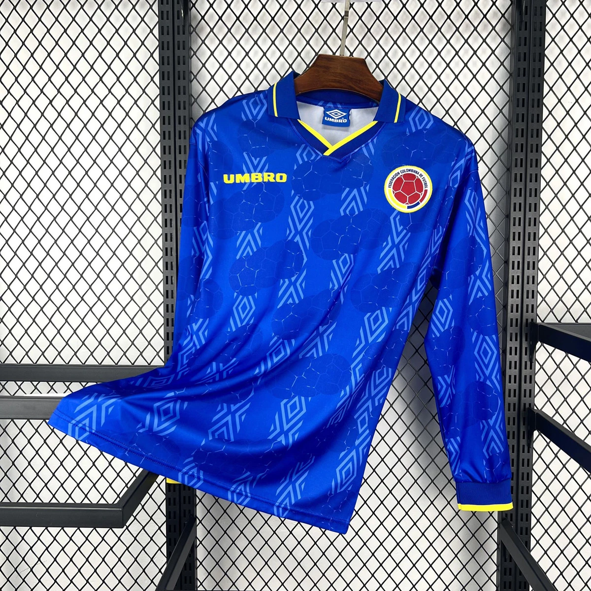 1994 Colombia Away Long Sleeve Retro Soccer Jersey