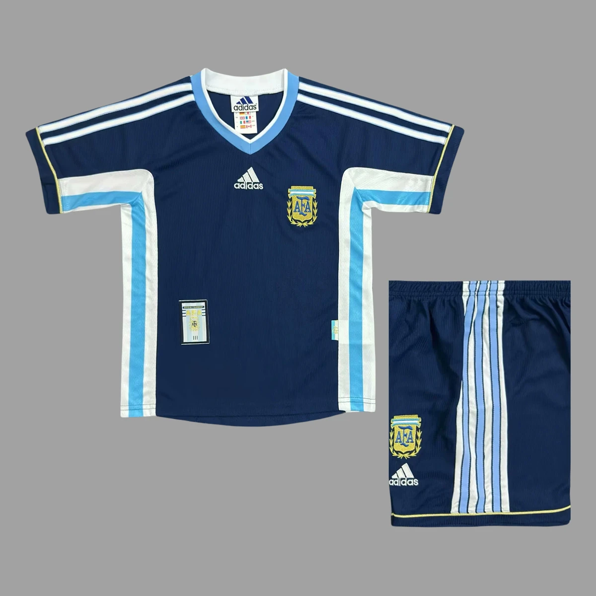 1998 Argentina Away Kids Retro Soccer Jersey Size 16-28