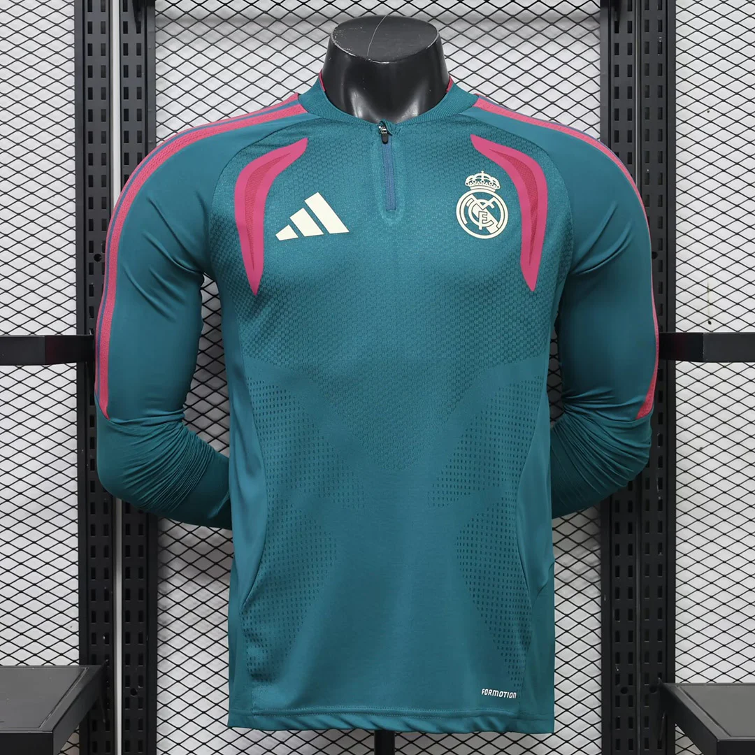 26/27 Real Madrid Track Player Version Green Long Sleeve Soccer Jersey