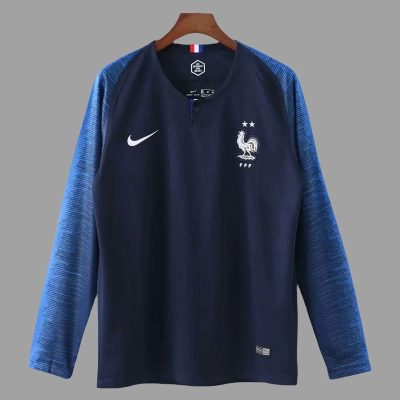 2018 France Home Long Sleeve Retro Soccer Jersey