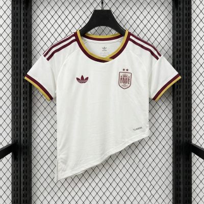 2026 Spain Away 2 Stars Women Asymmetric Hem Crop Jersey