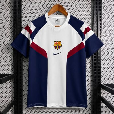 26/27 Barcelona Retro Inspired White Blue Short Sleeve Sweatshirt