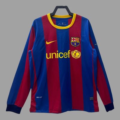 10/11 Barcelona Home Long Sleeve Retro Soccer Jersey