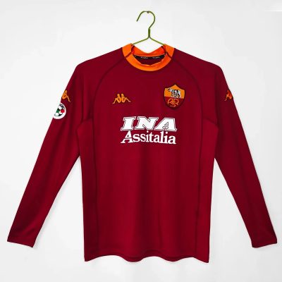 00/01 Roma Home Long Sleeve Retro Soccer Jersey