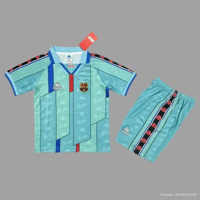 95/97 Barcelona Away Kids Retro Soccer Jersey Size 16-28