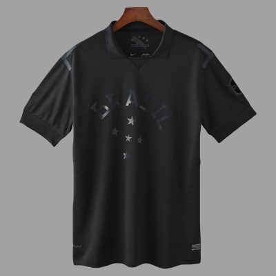 2013 Brazil Black Retro Soccer Jersey
