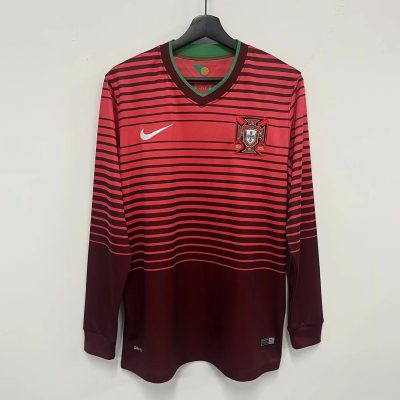 2014 Portugal Home Long Sleeve Retro Soccer Jersey
