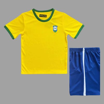 1970 Brazil Home Kids Retro Soccer Jersey Size 16-28