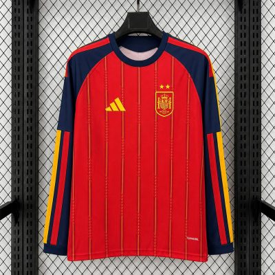 2026 Spain Home 2 Stars Long Sleeve Soccer Jersey