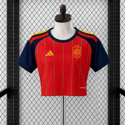 2026 Spain Home 2 Stars Women Crop Jersey