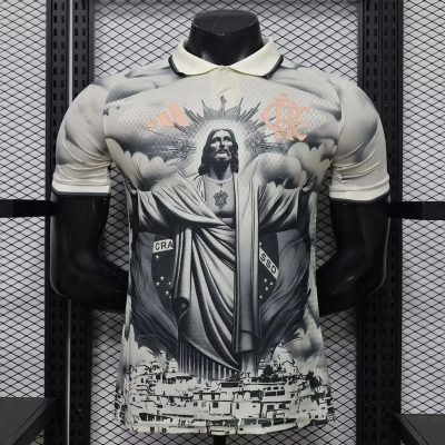 2026 Flamengo Jesus Christ Gray Black Player Version Soccer Jersey