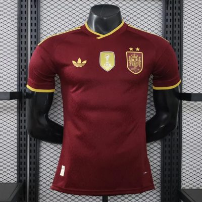 2026 Spain Special Edition Trefoil Maroon Player Version Soccer Jersey