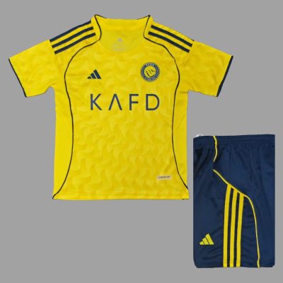 25/26 Al-Nassr Home Kids Soccer Jersey Size 16-28