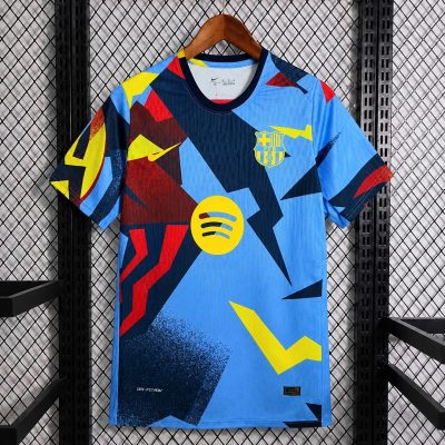25/26 Barcelona El Clasico Sky Blue Pre-Match Soccer Jersey