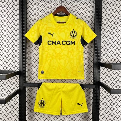 26/27 Marseille Goalkeeper Kids Yellow Soccer Jersey