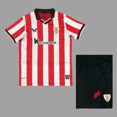 25/26 Athletic Bilbao Home Kids Soccer Jersey Size 16-28