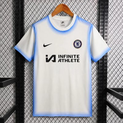 26/27 Chelsea Retro Inspired White Short Sleeve Sweatshirt